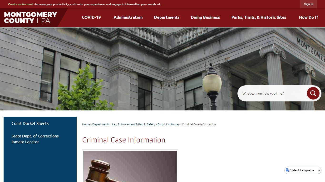 Criminal Case Information | Montgomery County, PA ...