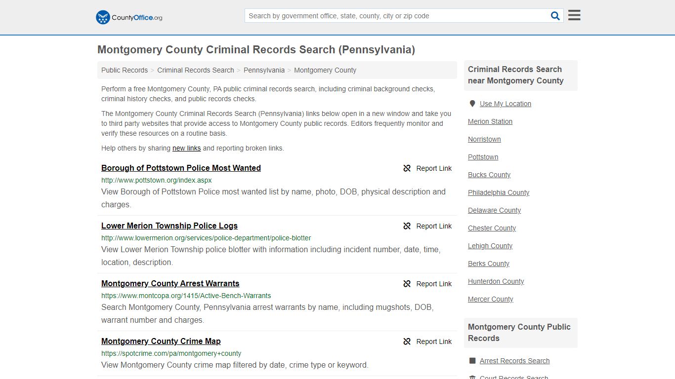 Criminal Records Search - Montgomery County, PA (Arrests ...