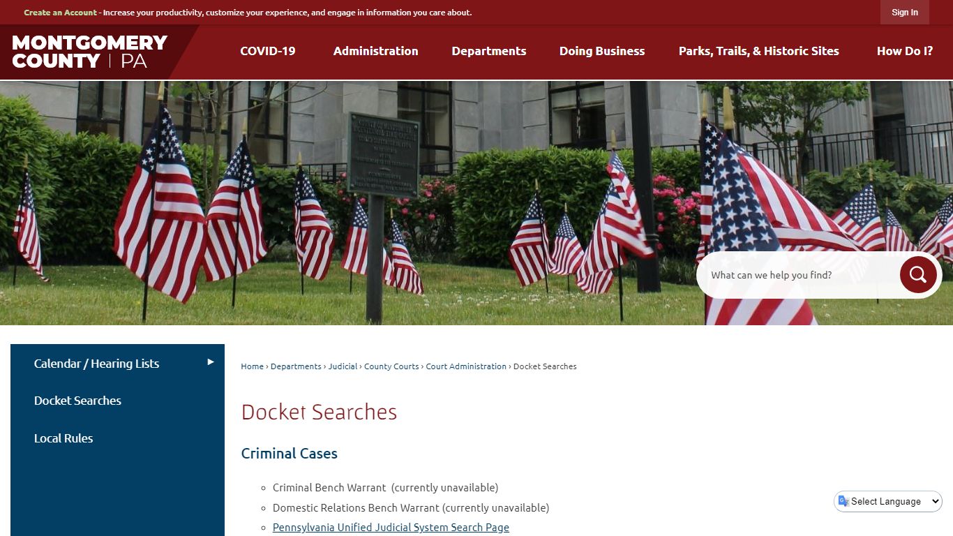Docket Searches | Montgomery County, PA - Official Website